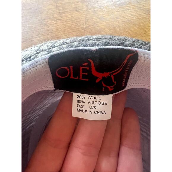 Ole Wool & Viscose Black & Gray Plaid Fedora Hat Mens O/S 24” circumference - Picture 7 of 7